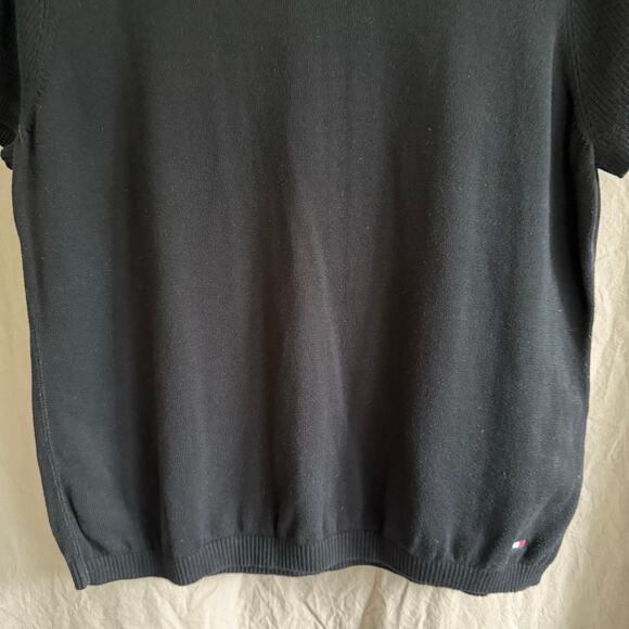 Retro Tommy Hilfiger Short Sleeve Top Logo Tape Sweater Knit Y2K Blokette Sz XL - Picture 3 of 13